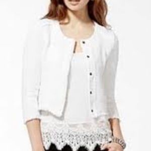Lucky Brand Franklin Tweed Fray Jacket White Medium